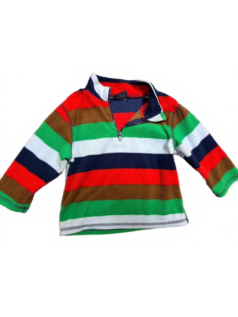 Vintage Faded Glory Multi-Stripe 1/4 Zip Fleece Pullover – Size 18M